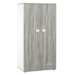 Armoire bébé Smile ours - Chêne silex - Blanche - 2 portes - 168x85x57cm - Babyprice  - vertbaudet enfant