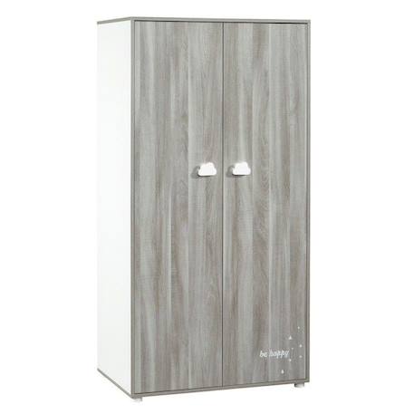 Armoire bébé Smile ours - Chêne silex - Blanche - 2 portes - 168x85x57cm - Babyprice GRIS 1 - vertbaudet enfant 