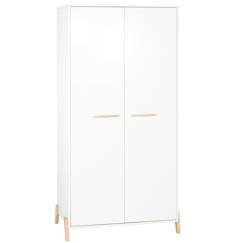 Armoire bébé Joy Naturel - Blanche - Sur pieds en bois naturel - 2 portes - Babyprice  - vertbaudet enfant