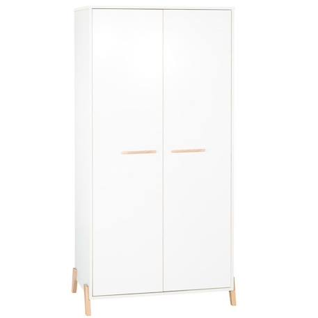 Armoire bébé Joy Naturel - Blanche - Sur pieds en bois naturel - 2 portes - Babyprice BLANC 1 - vertbaudet enfant 