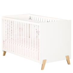 Chambre et rangement-Chambre-Lit bébé, lit enfant-Lit bébé - 120 x 60 cm - Babyprice Joy Naturel - Blanc - Sur pieds en bois naturel