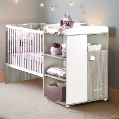 Lit Combiné - 120x60cm - Evolutif en 90x190cm - Babyprice Smile - Chêne silex GRIS 3 - vertbaudet enfant 