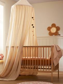 Chambre et rangement-Chambre-Lit bébé, lit enfant-Ciel de lit en gaze de coton avec pompons