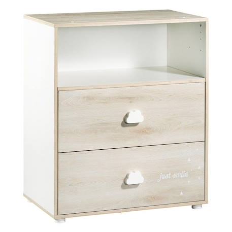 Commode à langer - Babyprice - Smile - Hêtre - 2 tiroirs - 1 niche - En bois BEIGE 2 - vertbaudet enfant 