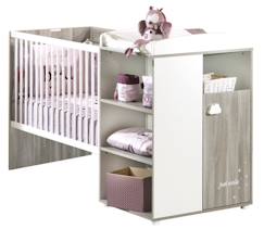 Chambre et rangement-Chambre-Lit bébé, lit enfant-Lit bébé-Lit Combiné - 120x60cm - Evolutif en 90x190cm - Babyprice Smile - Chêne silex