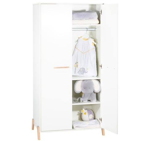 Armoire bébé Joy Naturel - Blanche - Sur pieds en bois naturel - 2 portes - Babyprice BLANC 2 - vertbaudet enfant 