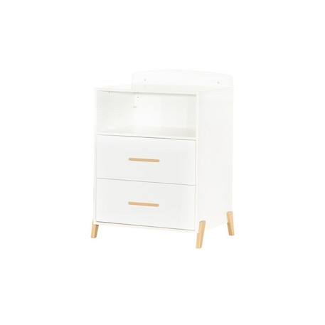 Lit Combiné - 120x60cm - Evolutif en 90x190cm - Babyprice Joy Naturel - Blanc sur pieds en bois naturel BLANC 4 - vertbaudet enfant 