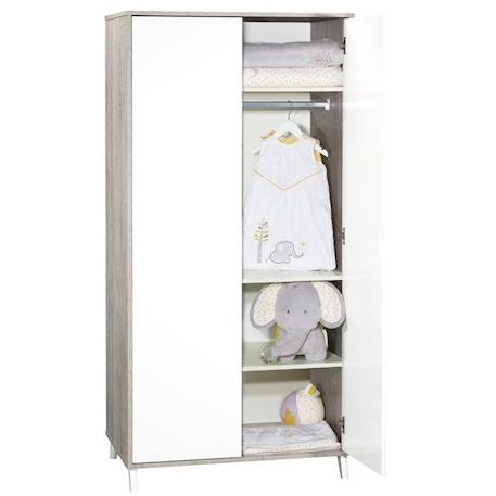 Armoire bébé Scandi Gris - Bois - Blanche - 2 portes - Babyprice GRIS 2 - vertbaudet enfant 