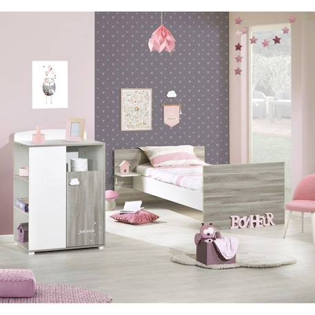 Lit Combiné - 120x60cm - Evolutif en 90x190cm - Babyprice Smile - Chêne silex GRIS 4 - vertbaudet enfant 