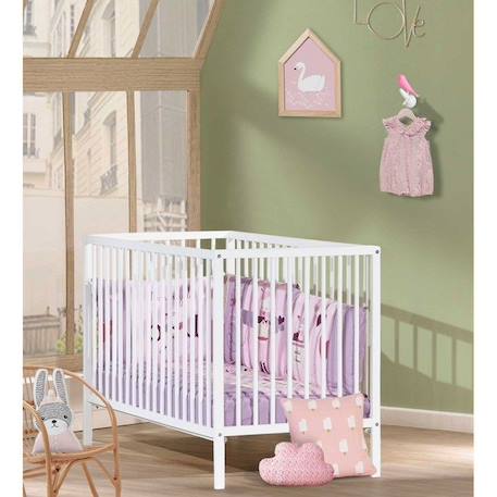 Lit bébé - 120 x 60 cm - Babyprice First - Tout barreaux - En bois blanc BLANC 2 - vertbaudet enfant 