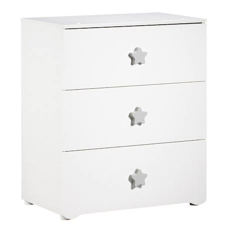 Commode à langer - Babyprice - Basic - 3 tiroirs - Blanche - Boutons étoiles grises BLANC 2 - vertbaudet enfant 