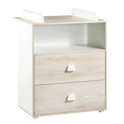 Chambre et rangement-Chambre-Commode à langer - Babyprice - Smile - Hêtre - 2 tiroirs - 1 niche - En bois