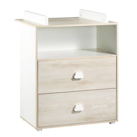 Commode à langer - Babyprice - Smile - Hêtre - 2 tiroirs - 1 niche - En bois BEIGE 1 - vertbaudet enfant 