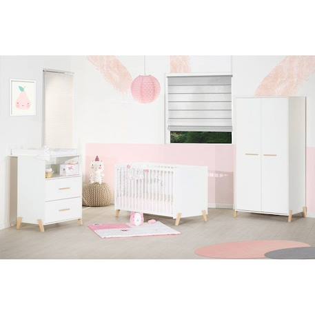 Armoire bébé Joy Naturel - Blanche - Sur pieds en bois naturel - 2 portes - Babyprice BLANC 4 - vertbaudet enfant 