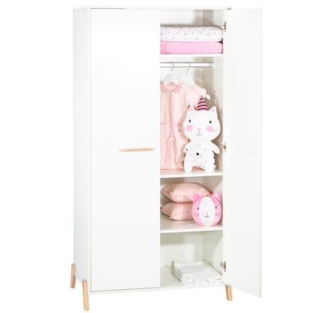 Armoire bébé Joy Naturel - Blanche - Sur pieds en bois naturel - 2 portes - Babyprice BLANC 3 - vertbaudet enfant 