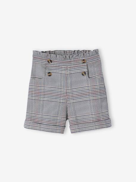 Short en flanelle carreaux fille carreaux marine 1 - vertbaudet enfant 