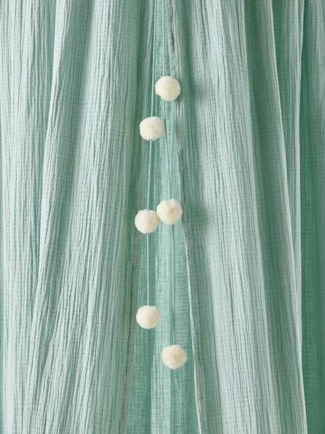 Ciel de lit en gaze de coton avec pompons beige poudré+rose+vert sauge 11 - vertbaudet enfant 