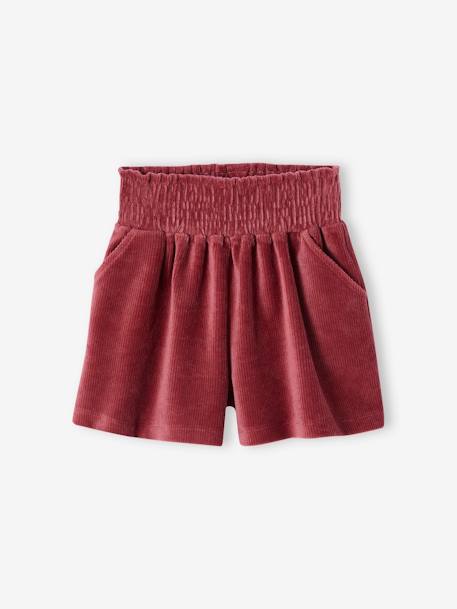 Short smocké en velours fille prune 1 - vertbaudet enfant 