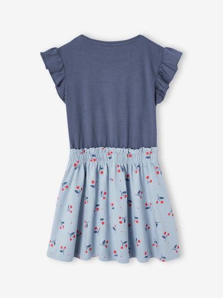 Robe effet 2 en 1 fille bleu ciel+rayé vert+vanille 2 - vertbaudet enfant 