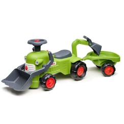 -Porteur vintage tractopelle Claas 1er âge avec excavatrice et remorque - Fabriqué en France - 90% de plastique recyclé - Dès 12 mois