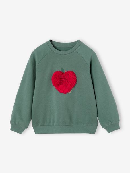 Sweat ludique fille écru+gris chiné+vert émeraude 7 - vertbaudet enfant 