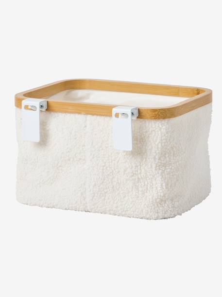 Panier de rangement en sherpa pour table à langer blanc 4 - vertbaudet enfant 