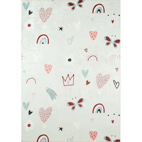 Tapis chambre enfant - Coeur et Arc En Ciel Rose - 80 x 150 cm - Rose - Nazar Rugs BLANC 1 - vertbaudet enfant 