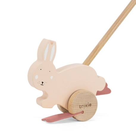 Jouet à pousser en bois - FSC Mrs Rabbit - Rose - Trixie MARRON 2 - vertbaudet enfant 