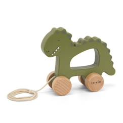 Jouet à tirer en bois FSC - Mr Dino - Vert et beige - A partir de 12 mois - Trixie  - vertbaudet enfant