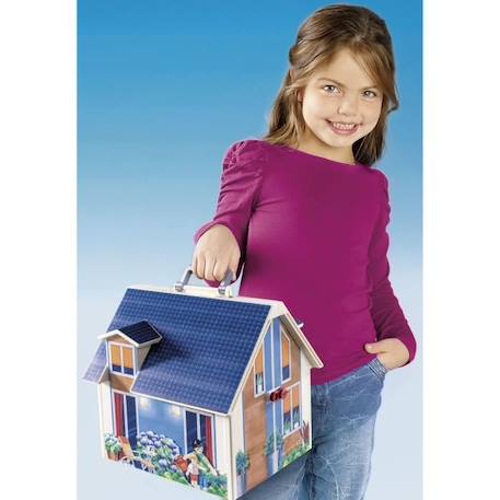PLAYMOBIL Maison Transportable Bleue, 3 personnages, Accessoires inclus, 70985, Dollhouse, La maison traditionnelle BLEU 4 - vertbaudet enfant 