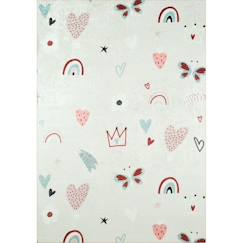 Linge de maison et décoration-Tapis chambre enfant - Coeur et Arc En Ciel Rose - 160 x 230 cm - Rose - Nazar Rugs