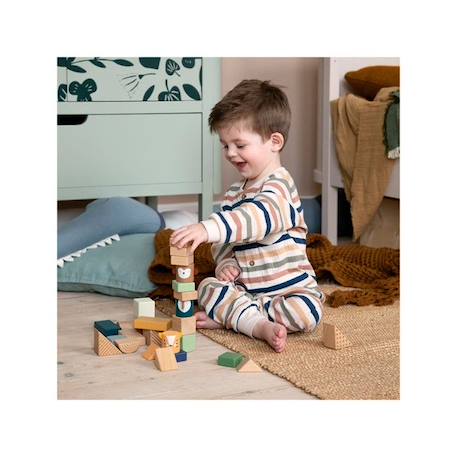 Jeu à empiler en bois Animaux - Blocs de construction - Sebra BEIGE 2 - vertbaudet enfant 