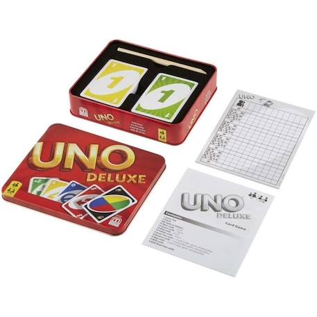 Mattel Games - Uno Deluxe - Jeu de Cartes Famille  - 2 à 10 joueurs - Dès 7 ans ROUGE 3 - vertbaudet enfant 