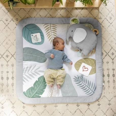 INGENUITY Tapis d'éveil tout confort Petit Eléphant, 12 cartes étapes mensuelles et tableau personnalisable BLANC 2 - vertbaudet enfant 