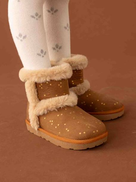 Boots déperlantes zippées fourrées fille' beige doré+marron 9 - vertbaudet enfant 