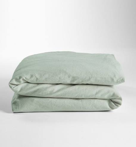 Housse de Couette bébé Satin de Coton Bio lavé (Tilleul - 100 x 140 cm) VERT 3 - vertbaudet enfant 