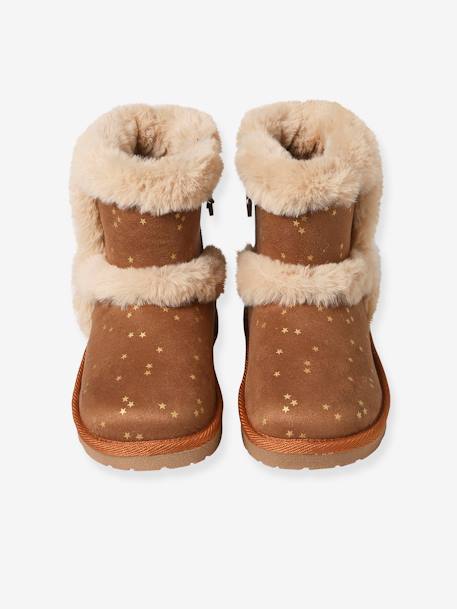 Boots déperlantes zippées fourrées fille' beige doré+marron 13 - vertbaudet enfant 