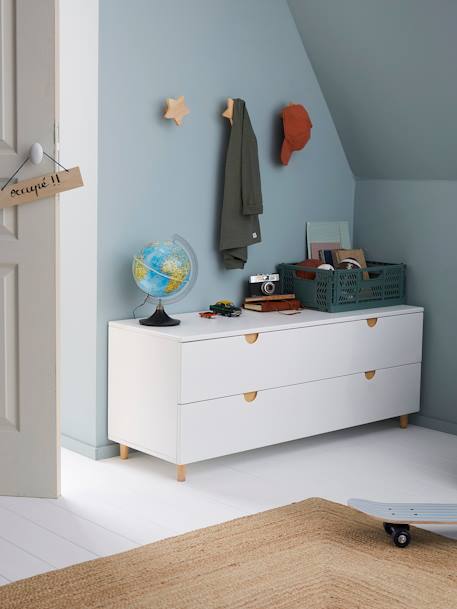 Commode 2 tiroirs sous pente LIGNE SMILE blanc 3 - vertbaudet enfant 