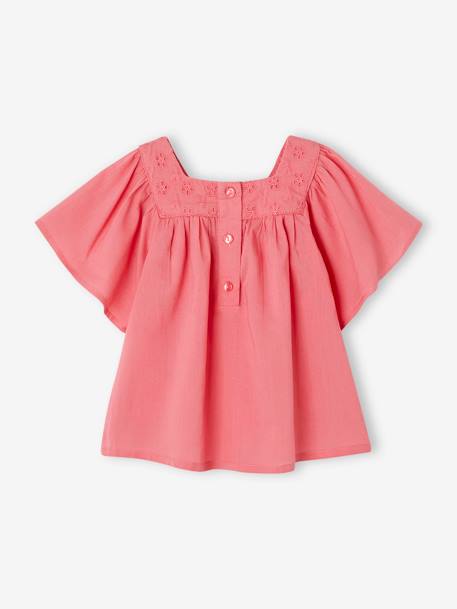 Blouse encolure carrée en broderie anglaise bébé écru+framboise+vert sauge 8 - vertbaudet enfant 