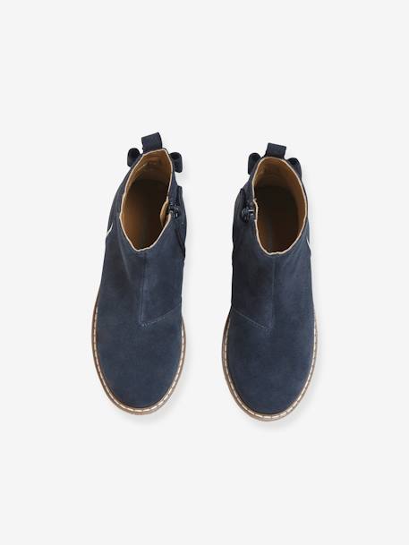 Boots cuir à noeud fille BLEU FONCE UNI 4 - vertbaudet enfant 