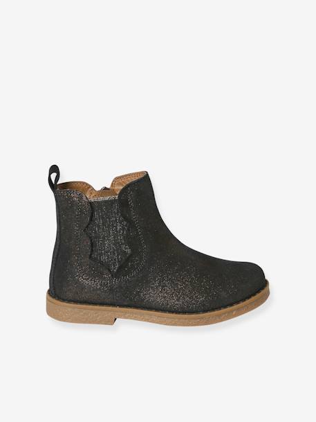 Boots festons en cuir filles marron+noir 2 - vertbaudet enfant 