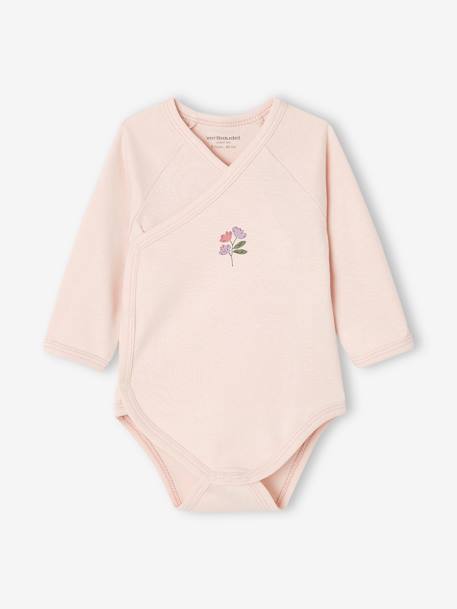 Lot 3 bodies manches longues en coton bio bébé ouverture naissance rose pâle 2 - vertbaudet enfant 