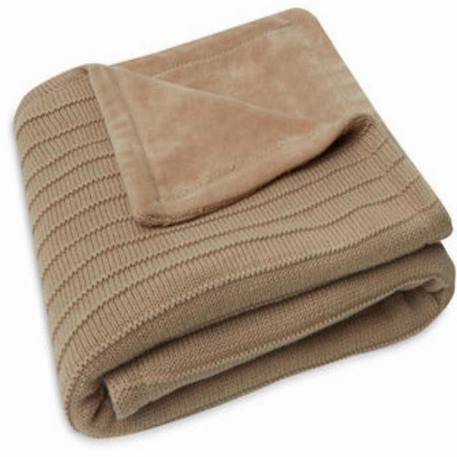 Couverture Berceau 75x100cm Pure Knit Biscuit Velours Marron GOTS MARRON 1 - vertbaudet enfant 