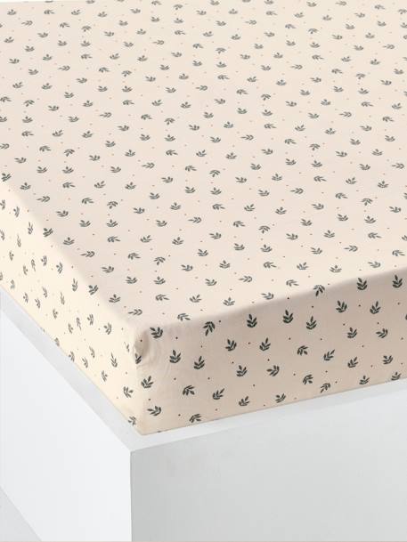 Drap-housse enfant RETRO FLOWERS, avec coton recyclé blanc imprimé 1 - vertbaudet enfant 