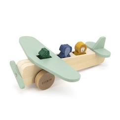 Jouet-Jeux d'imagination-Figurines, mini mondes, héros et animaux-Avion Animaux - Bois FSC - Vert - Jouet enfant - Trixie