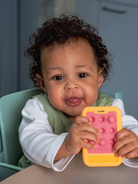 Jouet de dentition téléphone Popper - NUBY bleu+rose nude 3 - vertbaudet enfant 