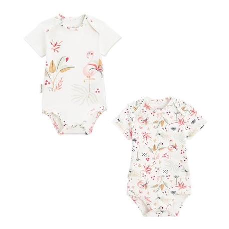 Lot de 2 bodies bébé manches courtes Petit Paradis BLANC 1 - vertbaudet enfant 