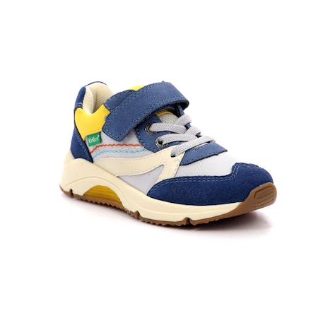 KICKERS Baskets basses Runrun marine BLEU+BLEU+MARRON 2 - vertbaudet enfant 