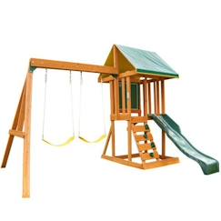KidKraft - Aire de jeux portique en bois Appleton Fort avec toboggan, bac à sable et balançoires  - vertbaudet enfant