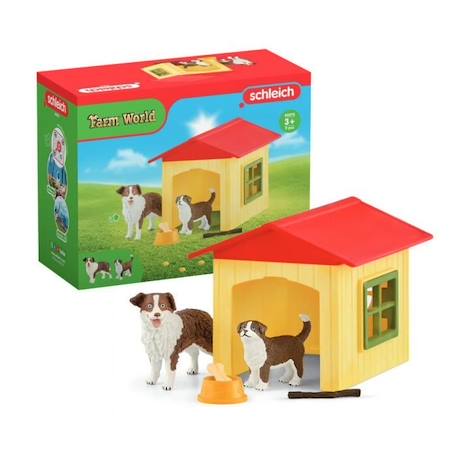 Figurine Niche pour Chien , pour enfants dès 3 ans, coffret, 18,8 x 8,2 x 14,7 cm - Schleich 42573 FARM WORLD JAUNE 1 - vertbaudet enfant 